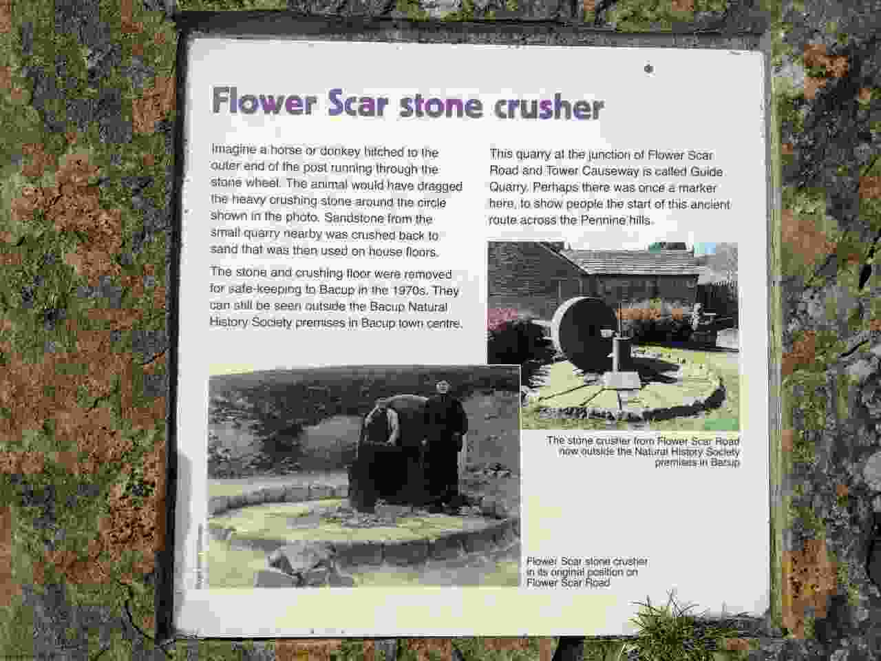 Flow Scar stone crusher information sign